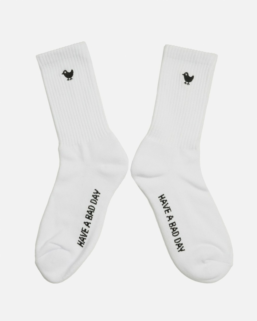 Accessories Bad Birdie | Have A Bad Day Crew Sock White/Black