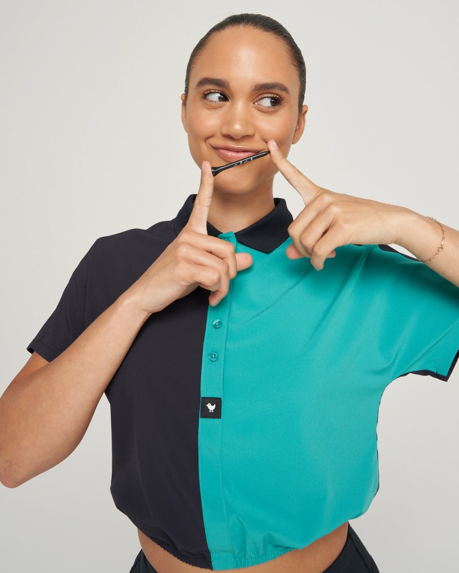 Women'S Bad Birdie Polos | Range Crop Polo Ocean Floor