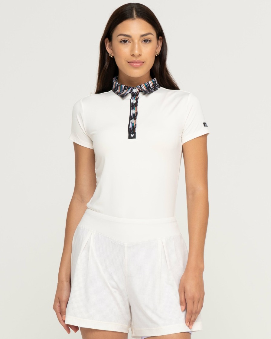 Women'S Bad Birdie Polos | Contrast Collar Polo Whisper White