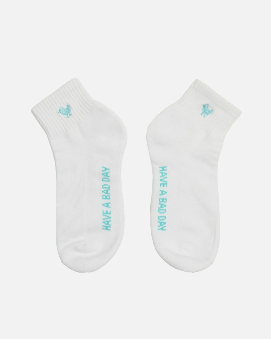 Accessories Bad Birdie | Have A Bad Day Mid Crew Sock White/Aruba Blue