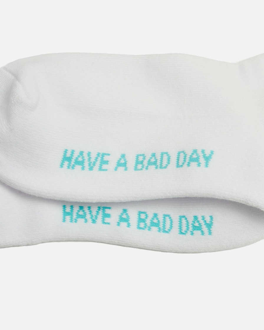 Accessories Bad Birdie | Have A Bad Day Mid Crew Sock White/Aruba Blue